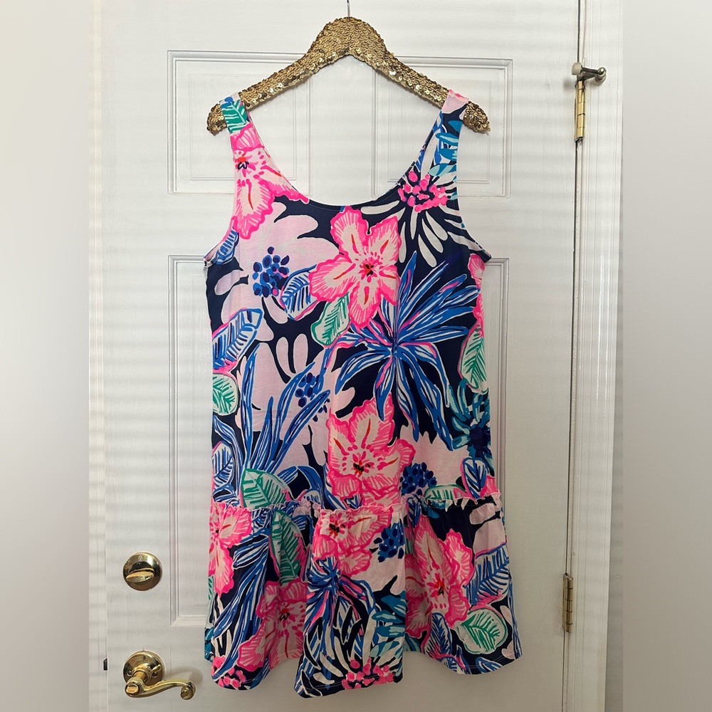 Lilly Pulitzer Skyelar Tank Dress Size L Scoop Neck Sleeveless Cotton Jersey